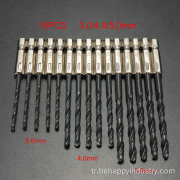 Metal için 15pcs HSS Twist Matkapları